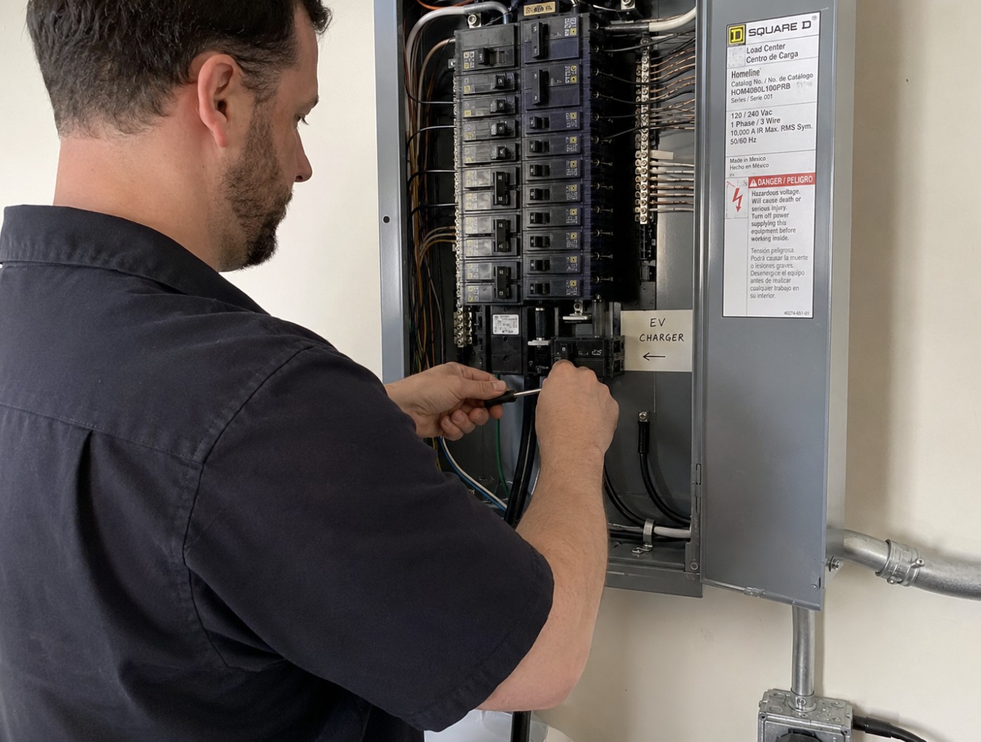 Dedicated 50 amp EV charger circuit added to a Square D panel in Readington NJ