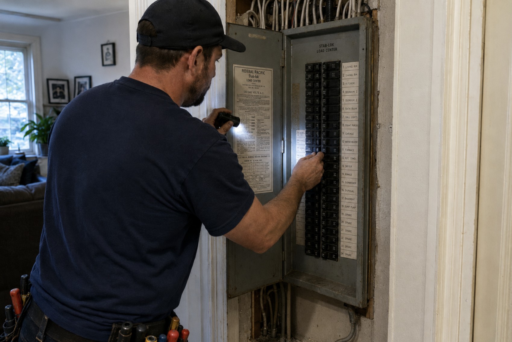 Federal Pacific Stab-Lok panel assessment in a Raritan Township NJ split-level home